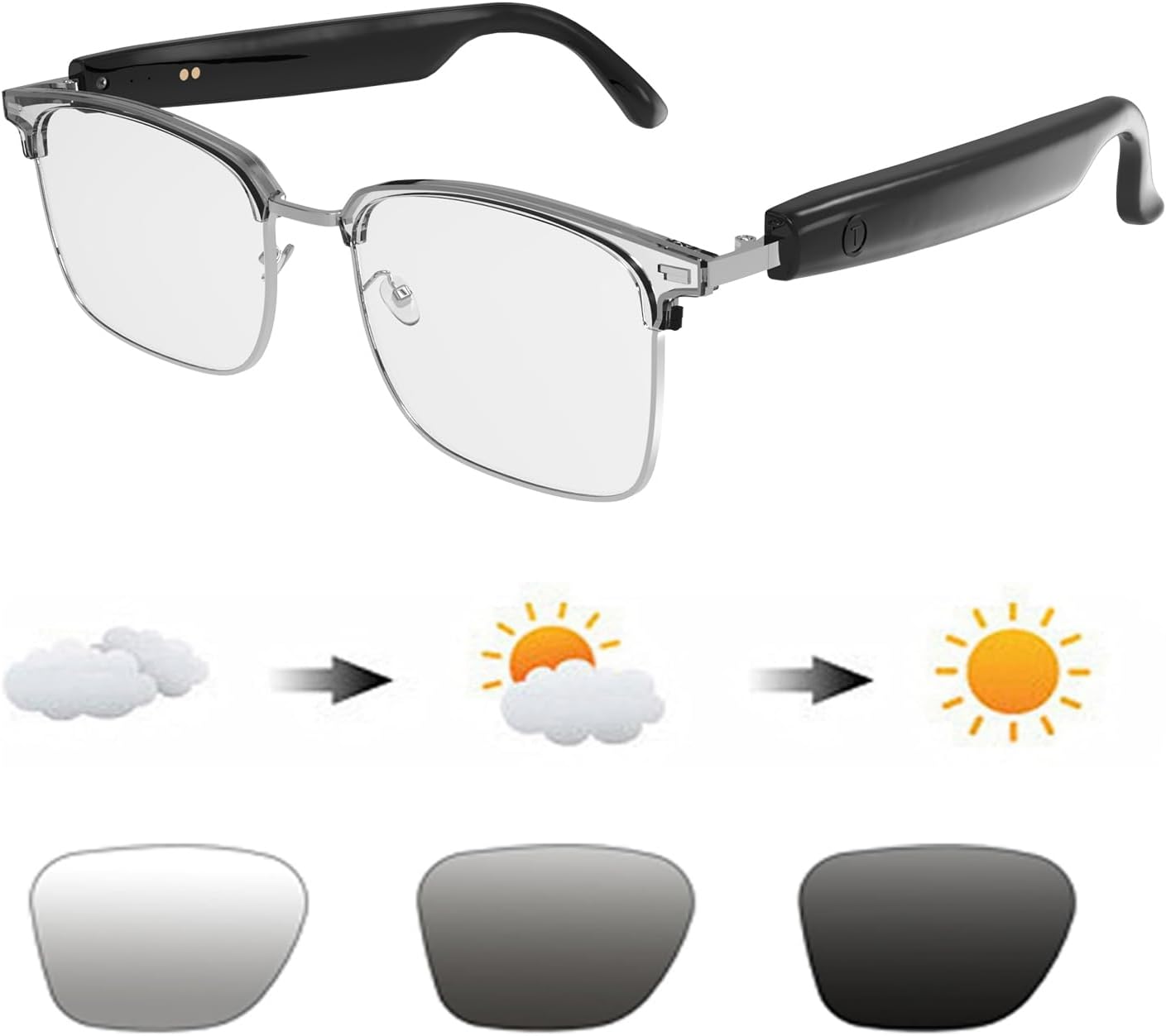 Transitional Lens Smart Glasses - Music Calls