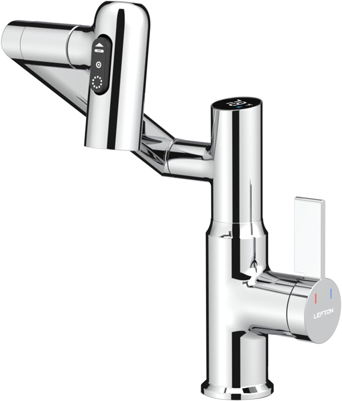 Lefton Rotatable Bathroom Faucet with Temperature Display Features