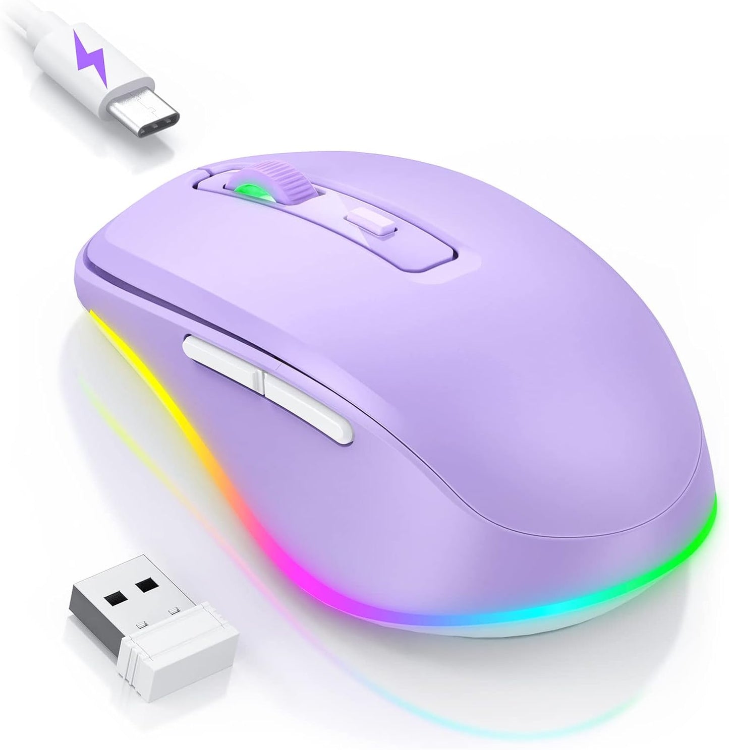 Stay Awake: Wireless Mouse Jiggler - Rechargeable Purple