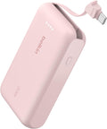 Power Bank 10000 mAh with Integrated USB-C Cable - Pink