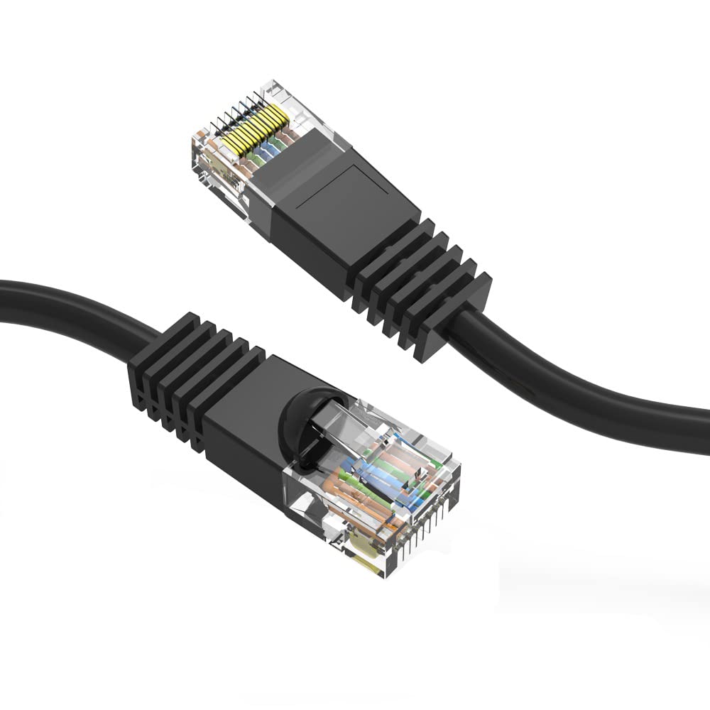 Cat5e Ethernet Patch Cable 150ft Black with Gold Plated Connectors