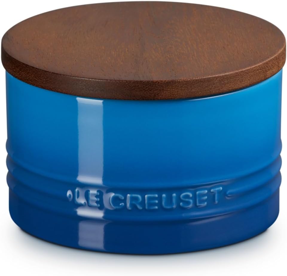 Le Creuset Signature Salt Cellar with Wood Lid for Kitchen Use