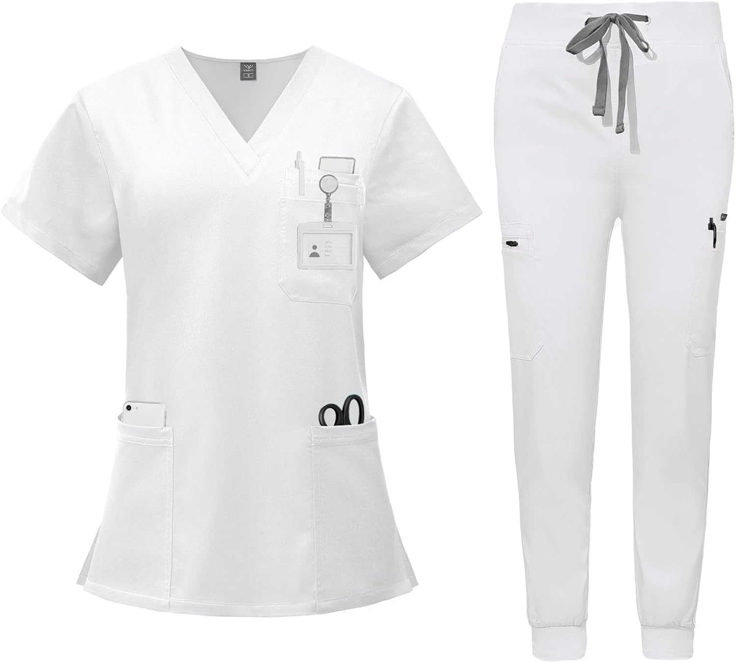 VIAOLI Scrubs for Women Set - V-Neck Top and Jogger Pants