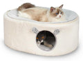 Cat Bed for Indoor Cats Oval Enclosed Cat Cave - Cozy 2-in-1 Hideaway