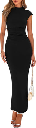 Elegant Summer Maxi Dress for Women with Ruched Bodycon Style