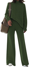 Women Sweater Set 2 Piece Knit Sweatsuit Turtleneck - Cozy Fit
