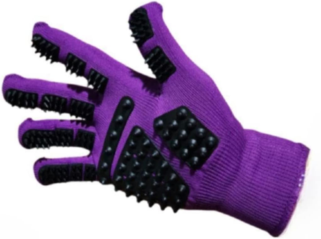 Pet Grooming Glove - Gentle Deshedding for All Pets - Easy Dog Washing - Purple