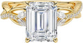 1-3 CT Moissanite Engagement Ring - Emerald Cut 3 CT Center