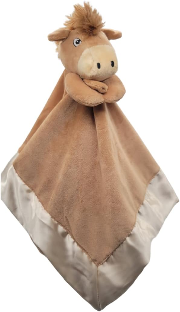 Yikestwins Horse Lovey Blanket | Large 20 x 20 Unisex Baby Security
