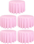 108 in Round Tablecloth 5 Pack Pink - Floor Length, Wrinkle Resistant