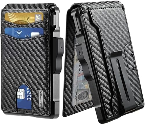 Minimalist Wallet with Money Clip - RFID Blocking Slim Design