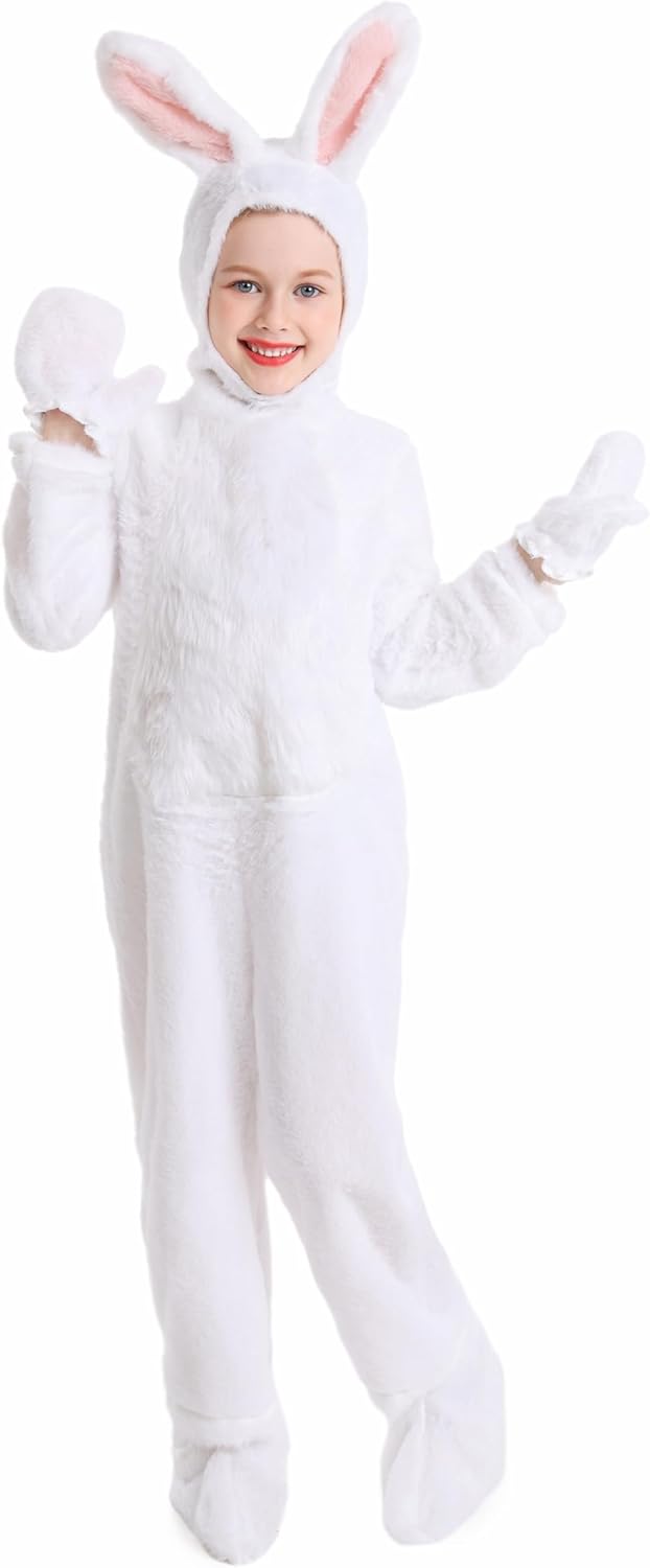 Kids Easter Bunny Costume Plush Set for Halloween and Cosplay
