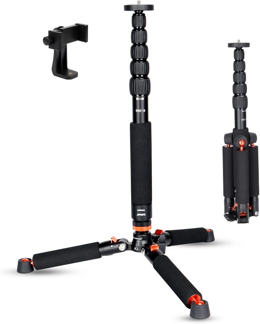 Koolehaoda Camera Aluminum Monopod with Metal Tripod Base
