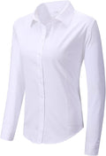 Women's Slim-Fit Button Down Shirt - Stretchy Cotton Long Sleeve