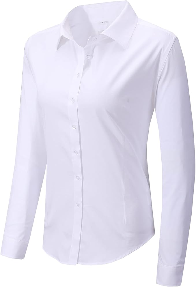 DIYUS Women's Slim-Fit Button Down Shirts for Work and Casual