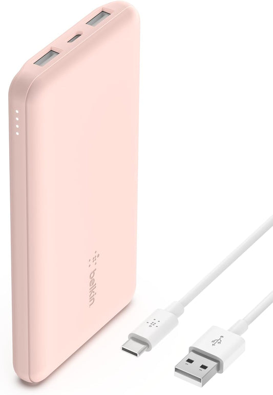 Belkin Rose Gold 10,000mAh Power Bank - Fast Charging for Multiple Devices!