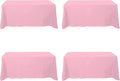Pink Tablecloths for 6 Ft Rectangle Tables 90 x 132 in - 4 Pack