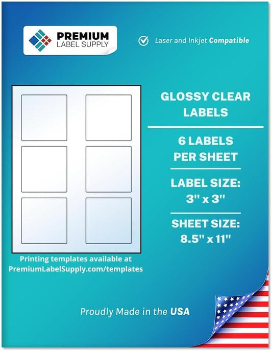 Premium Label Supply Glossy Clear Sticker Labels for Printing