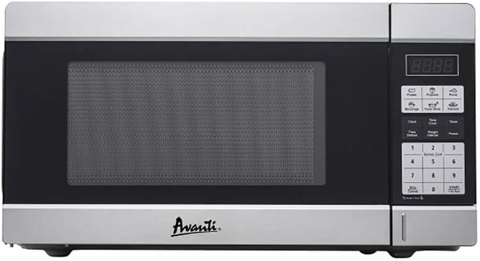 Avanti 0.9 cu.ft. Stainless Steel Microwave - Speed Defrost & Child Safety Lock!