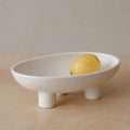 Three-Legs Ceramic Fruit Bowl 10-inch Oval - Stable Decorative