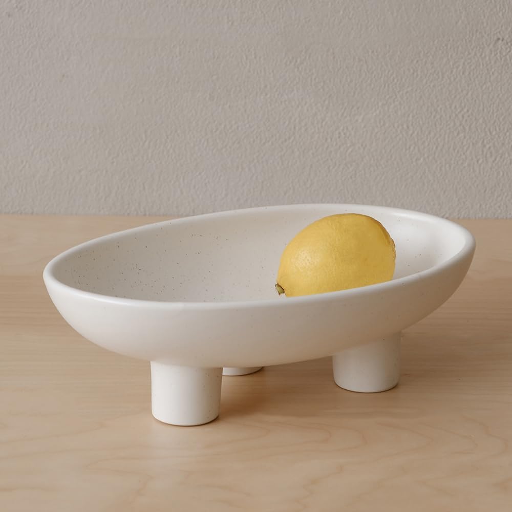 Elegant Three-Legs Ceramic Fruit Bowl for Kitchen Counter Decor