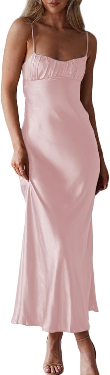 Satin Spaghetti Strap Backless Ruched Twist Cocktail Dress