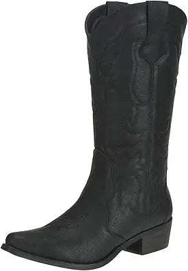 Womens Western Cowgirl Cowboy Boots Mid Calf Snip Toe Fashion