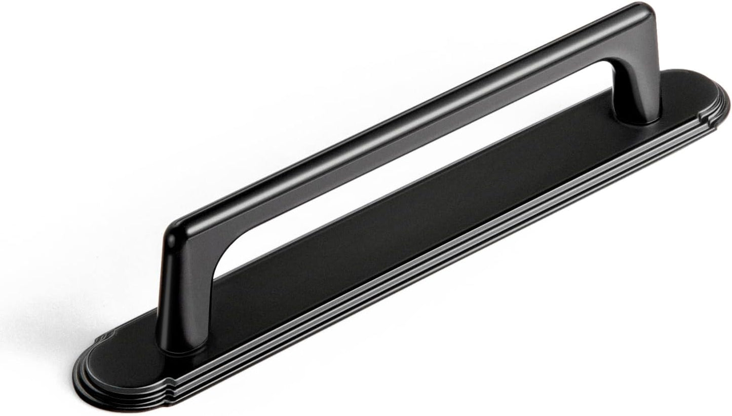 Goo-Ki Matt Black Cabinet Pulls with Long Backplate for Drawers