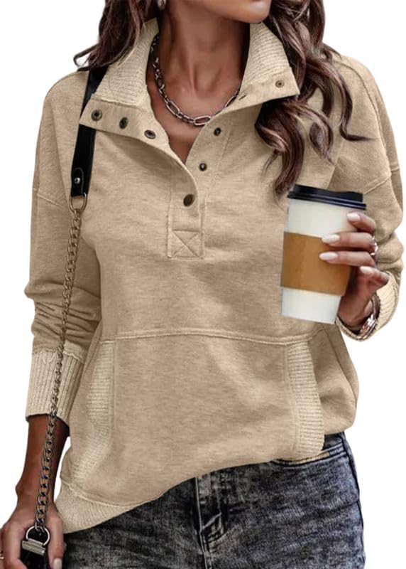 SHEWIN Women's Casual Long Sleeve Stand Neck Sweatshirt Review