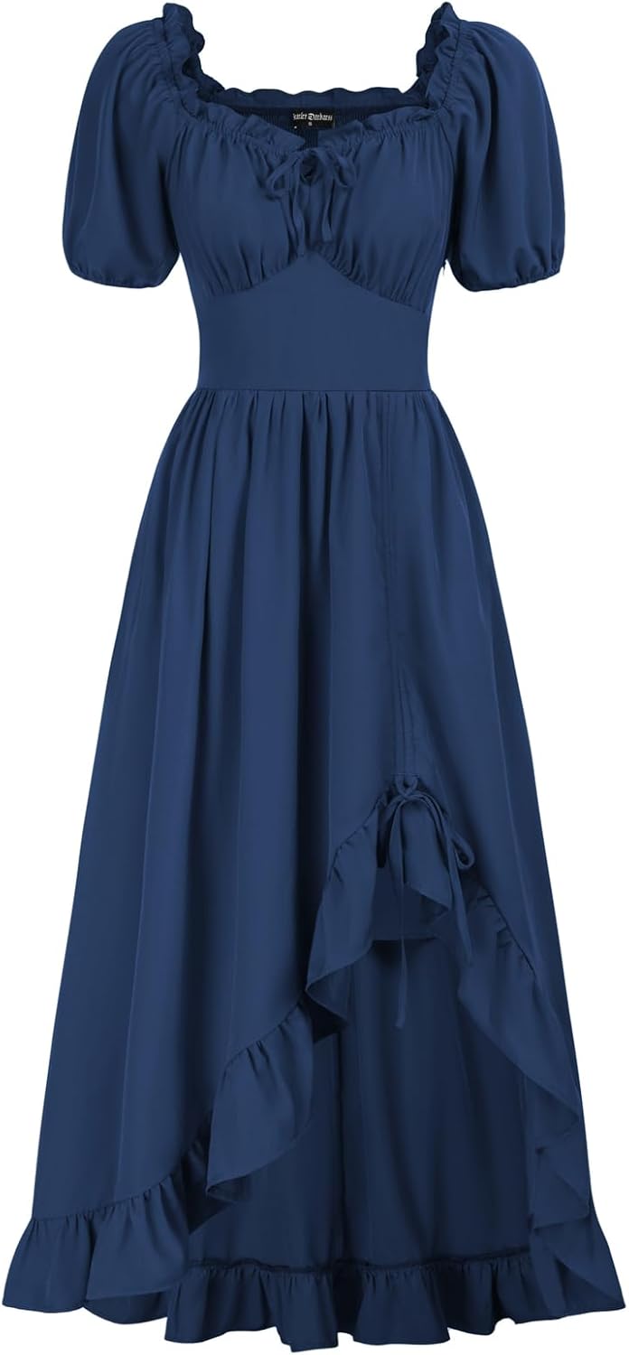 Scarlet Darkness Renaissance Dress for Women with Pockets