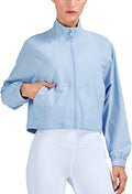 Women's Cropped Athletic Zip Up Jacket - UPF 50+ Sun Protection