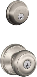 SCHLAGE Satin Nickel Single Cylinder Deadbolt and Georgian Knob