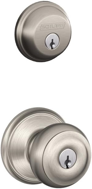 SCHLAGE Satin Nickel Deadbolt and Georgian Knob Security Set