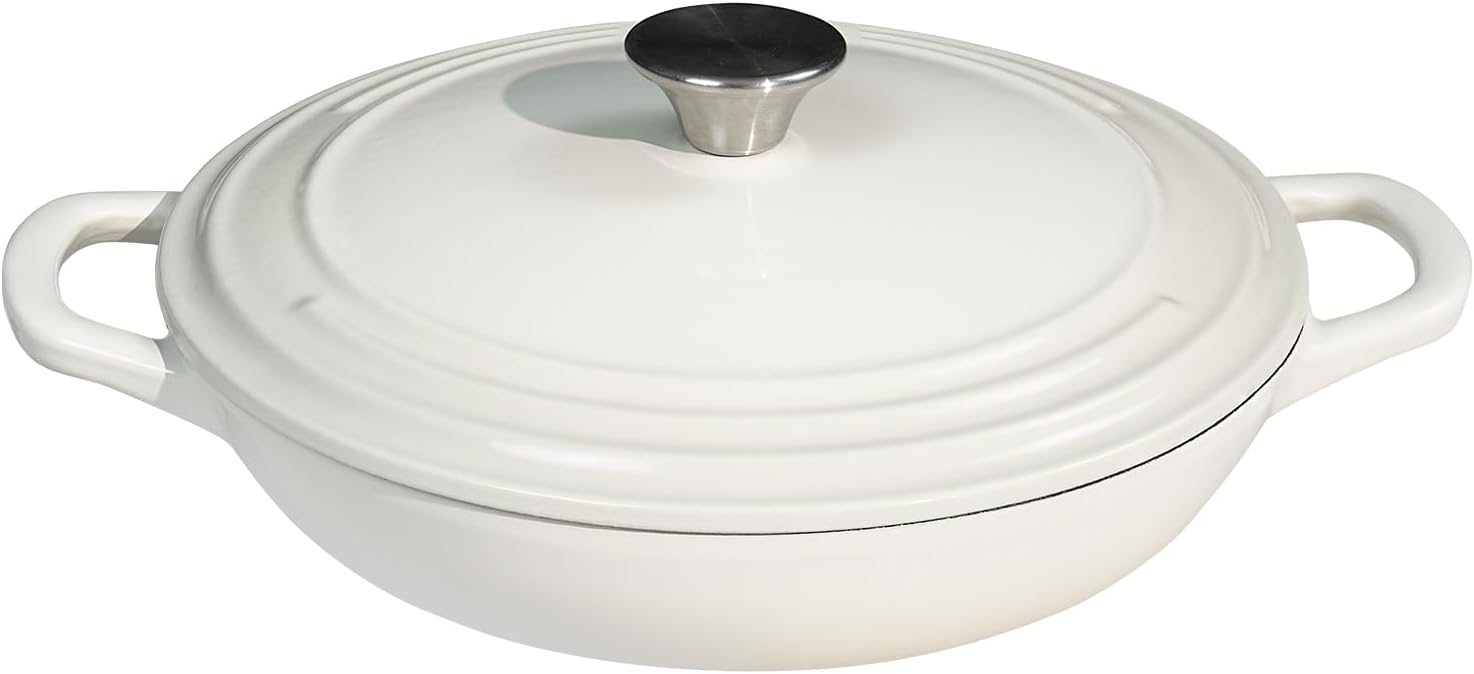 Enameled Cast Iron Braiser 3 qt Pan for Perfect Cooking