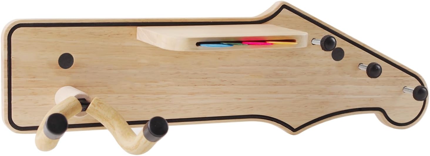 Wood Guitar Wall Mount with Pick Holder - Organize & Display in Style!