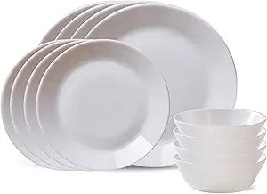 Corelle MilkGlass 12-Piece Dinnerware Set for Stylish Dining