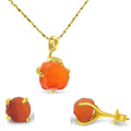 Real raw carnelian jewelry set with 925 sterling silver - Dainty