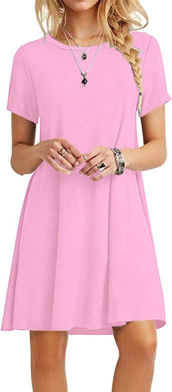 MOLERANI Women's Casual Plain Simple T-Shirt Loose Dress Review