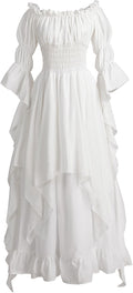 Renaissance Dress Women Medieval Costume - Flowy Peasant Gothic Dress