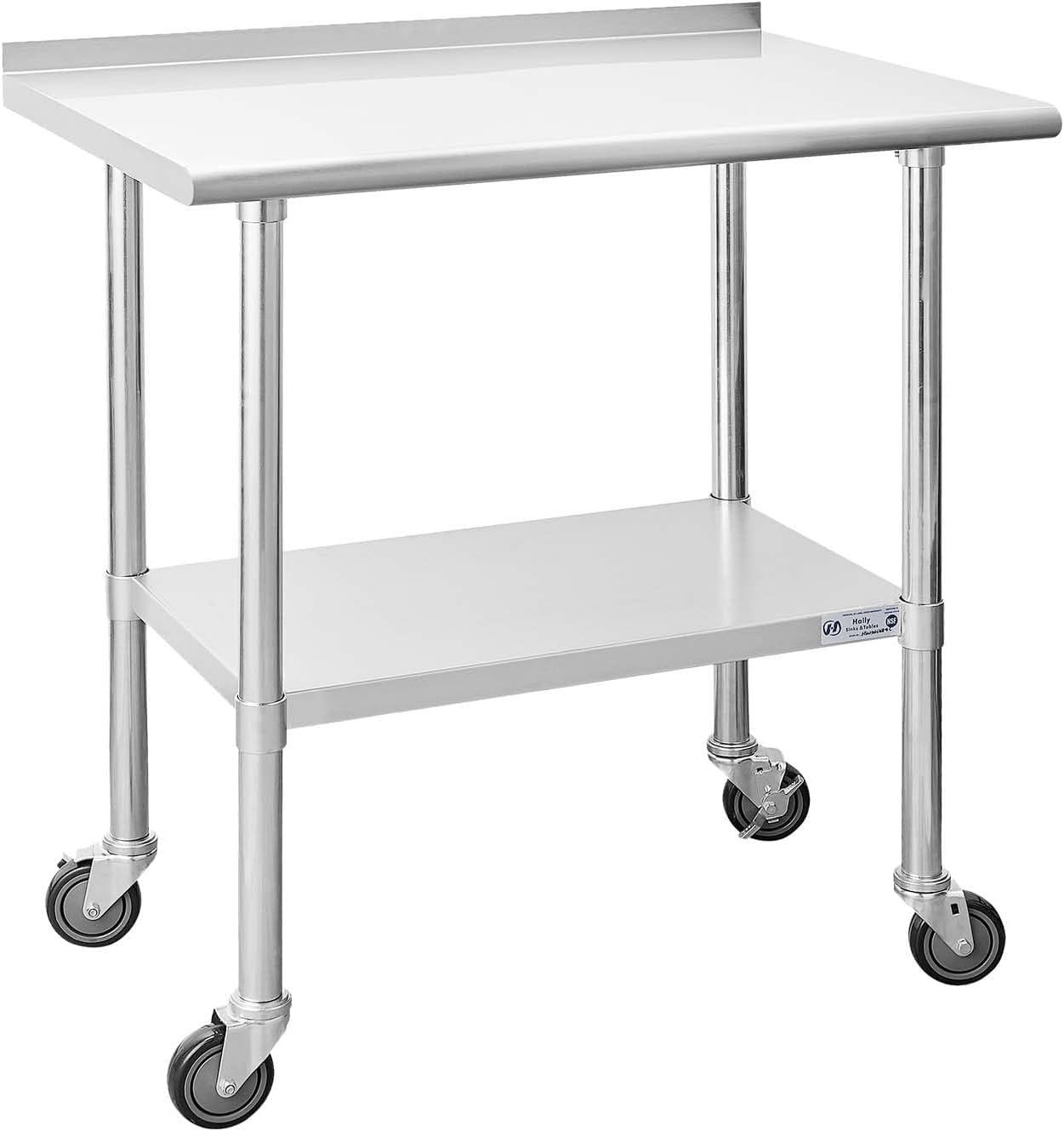 Hally Stainless Steel Table for Prep & Work with Caster Wheels