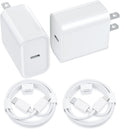 iPhone Fast Charger 20W USB-C Wall Charger 2 Pack - MFi Cables