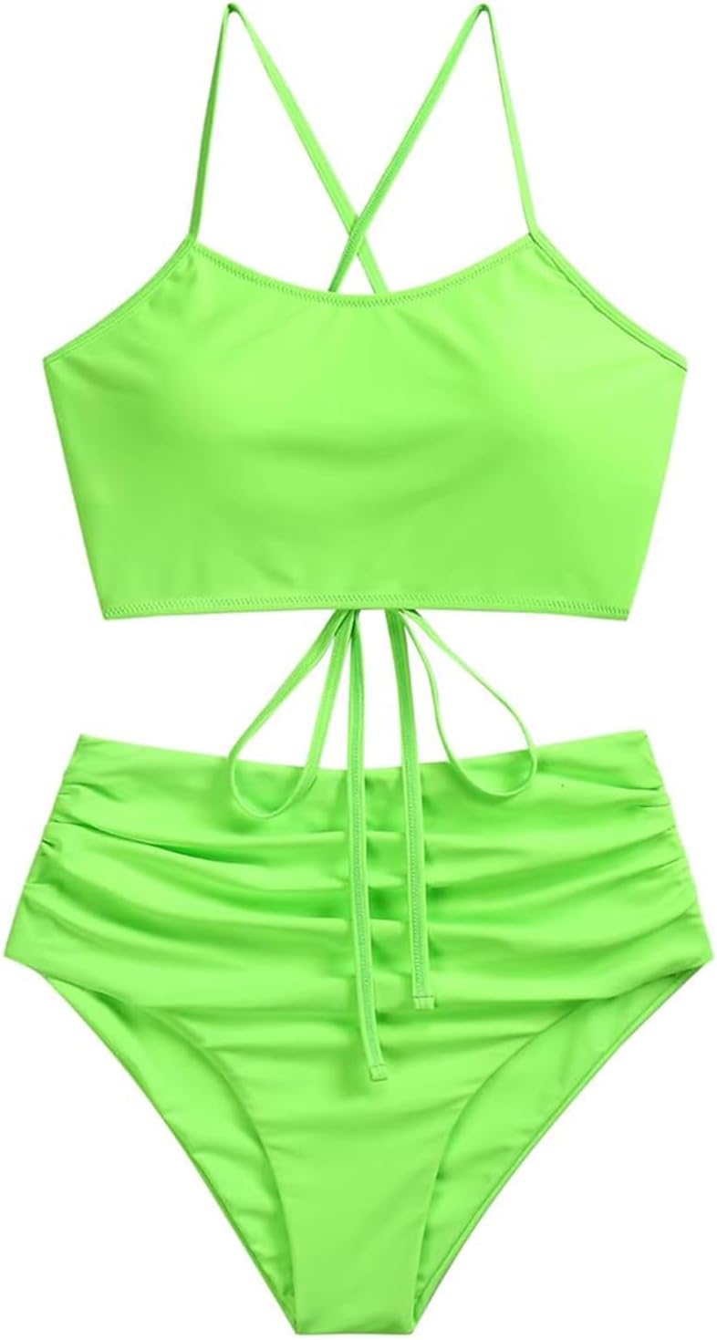 ZAFUL Women's Ruched High Waisted Tankini Swimsuit Set Review