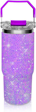 Bling Rhinestone Studded Tumbler with Handle - 30 oz Sparkle Travel