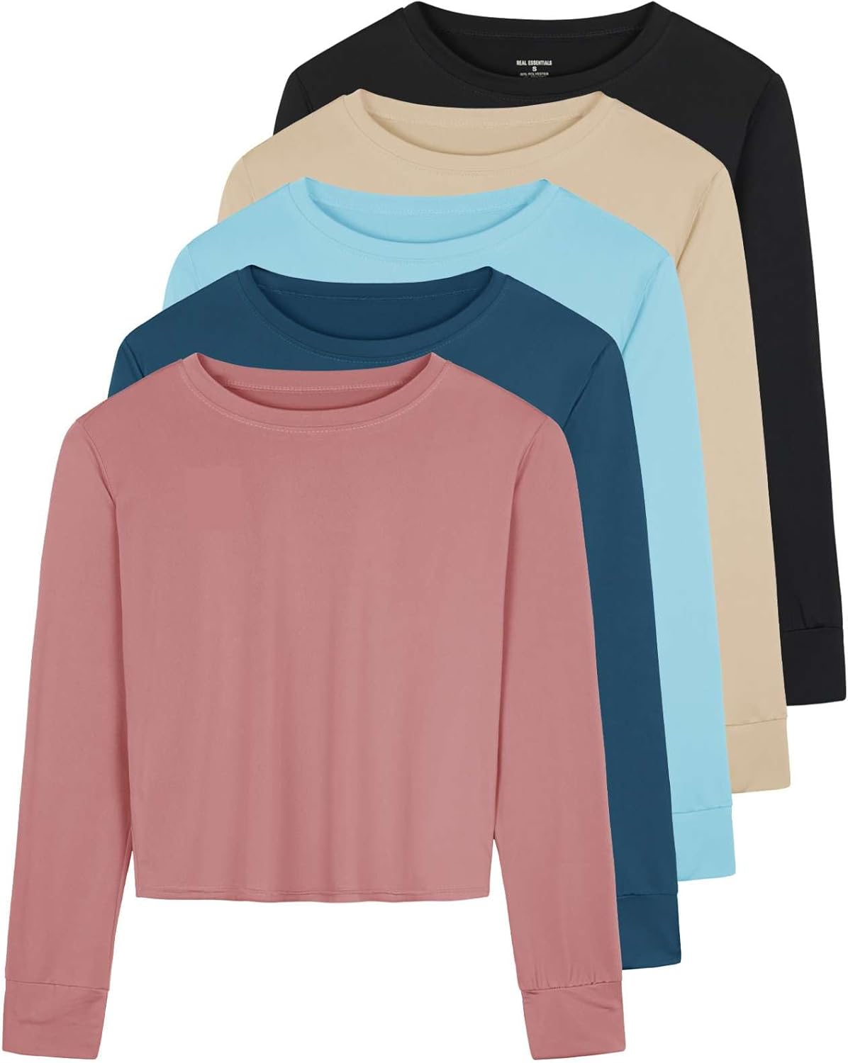 5-Pack Women's Dry-Fit Crop Top Long Sleeve for Fitness & Style