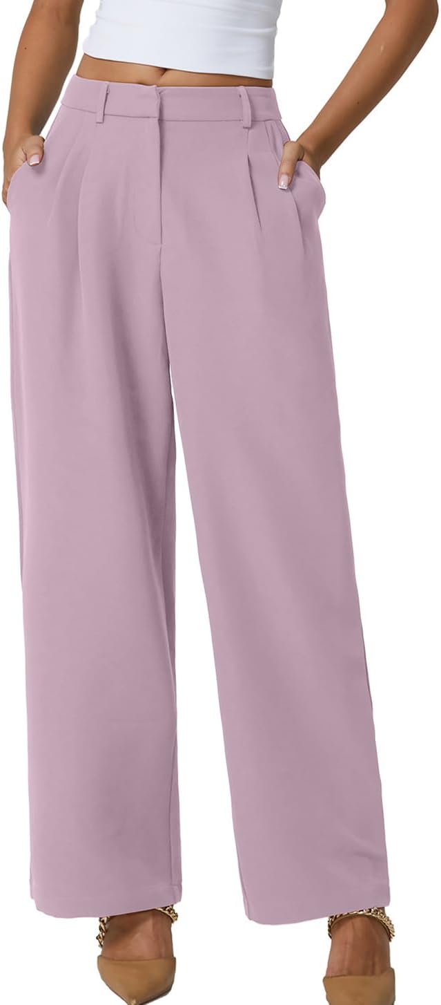 QINSEN Wide Leg Dress Pants for Women - High Waisted Style