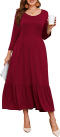 LARACE 3/4 Sleeve Plus Size Casual Long Maxi Dress - Comfortable Shoes