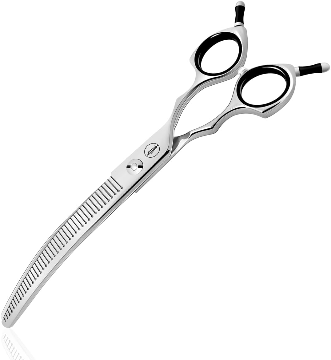 HASHIMOTO Curved Fluffer Scissors for Dog Grooming, 7.0 in