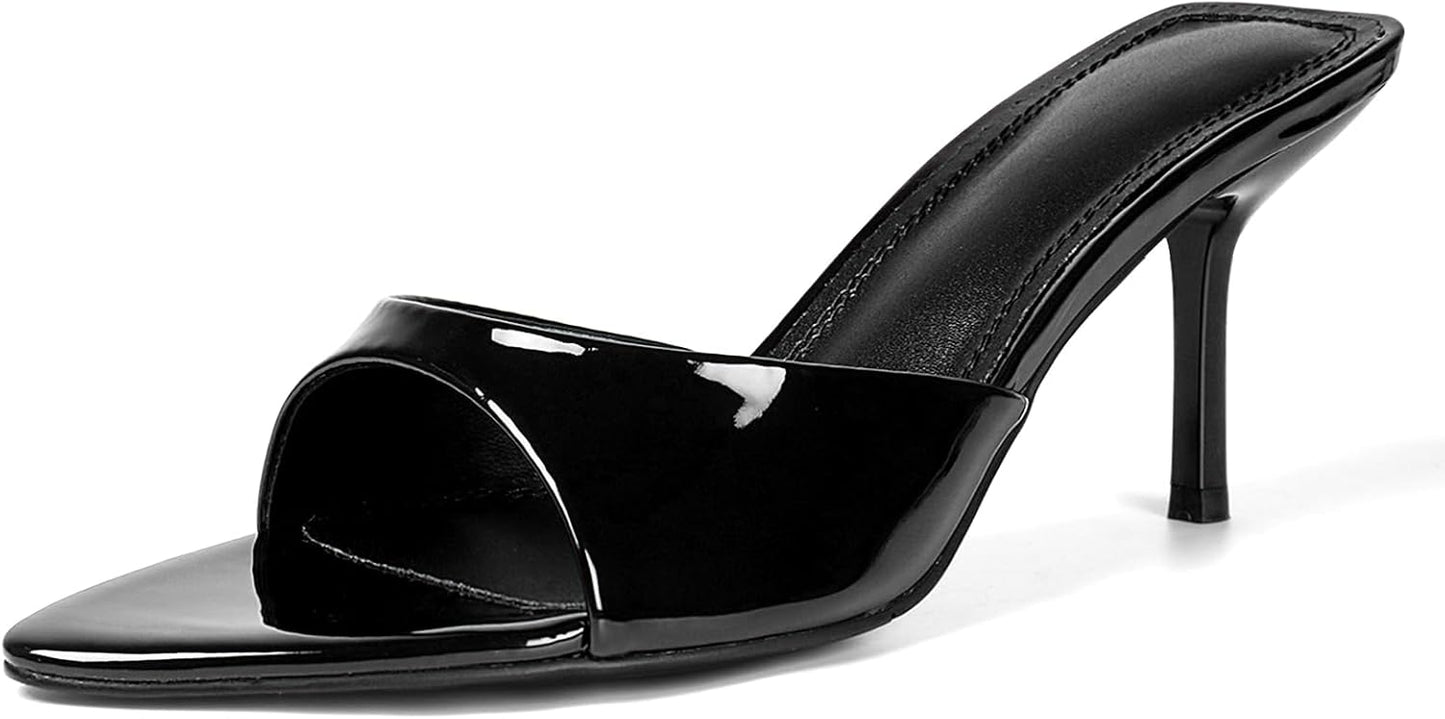 Chic Leopard Kitten Heels for Women Open Toe Mule Heels
