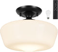 Schoolhouse Style Semi Flush Mount Ceiling Light - Gold Opal Globe