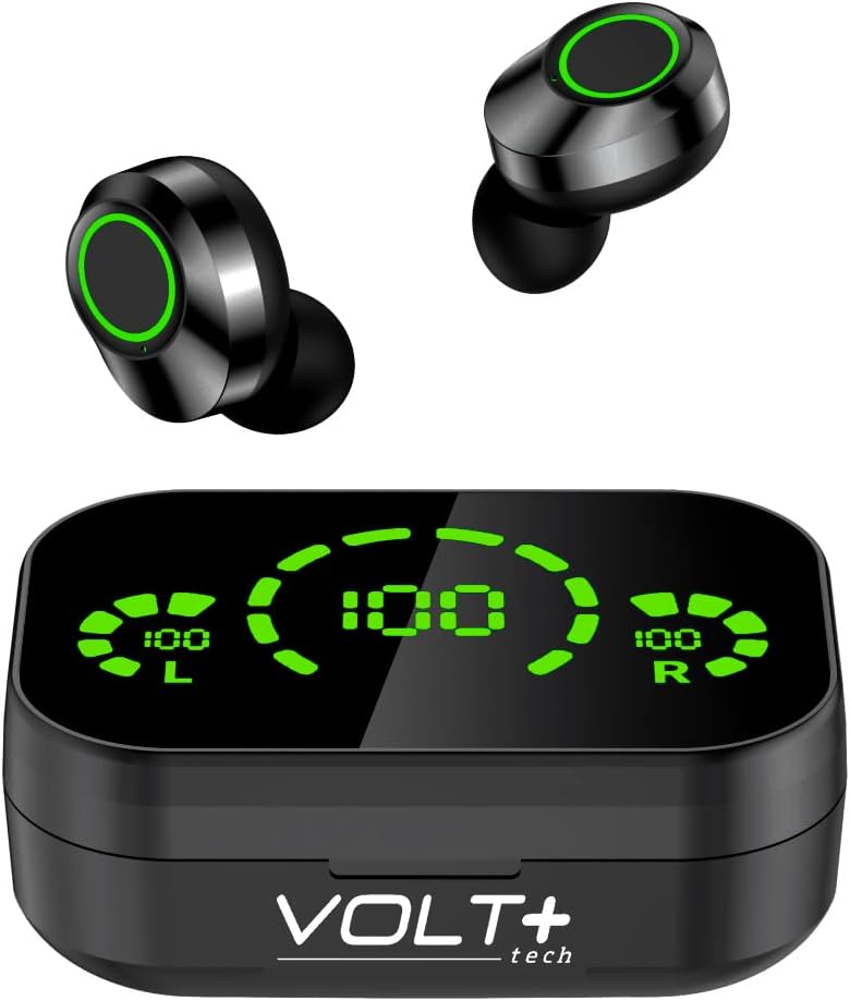 Wireless Earbuds V5.3 IPX4 Water/Sweatproof Quad Mic - Black